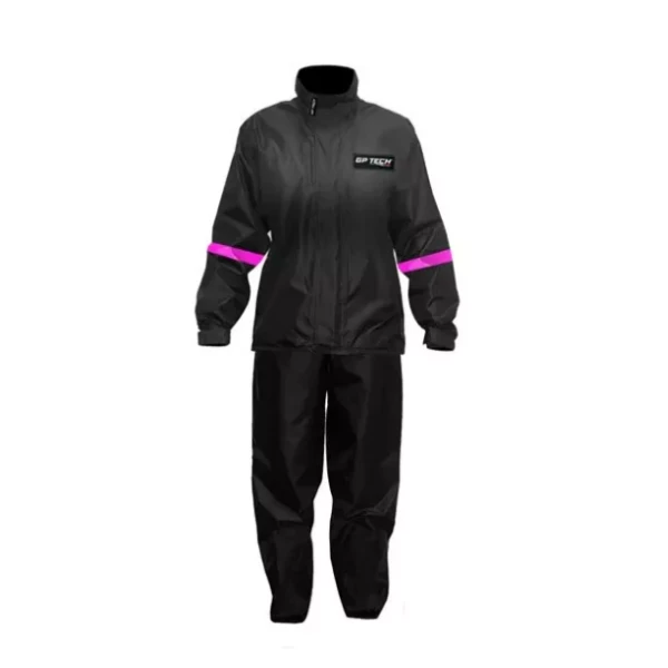 Capa Chuva Gp Tech Plus Nylon Feminina Preta-Rosa 