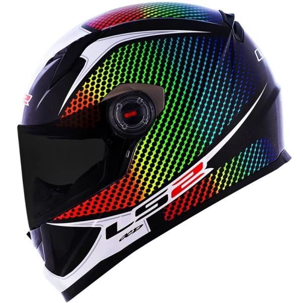 Capacete LS2 FF358 Wardots Raimbow - Branco/Preto - Masculino - Feminino