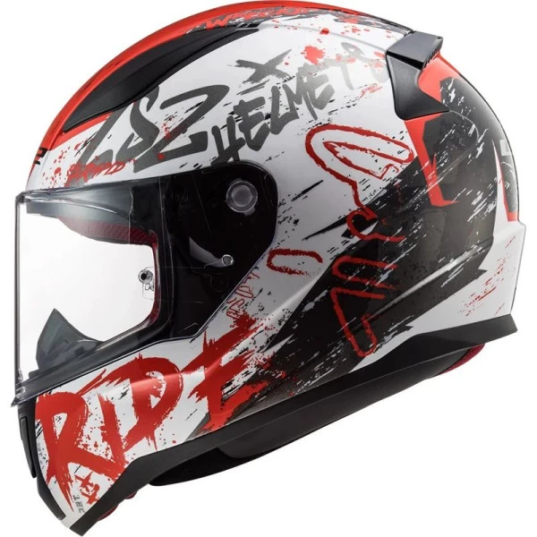 Capacete LS2 FF353 Rapid Naughty - Branco/Vermelho - Masculino - Feminino