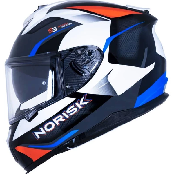 Capacete Norisk Strada Drive - Óculos Interno - Branco/Azul/Vermelho - Para Moto Masculino e Feminino - Unisex