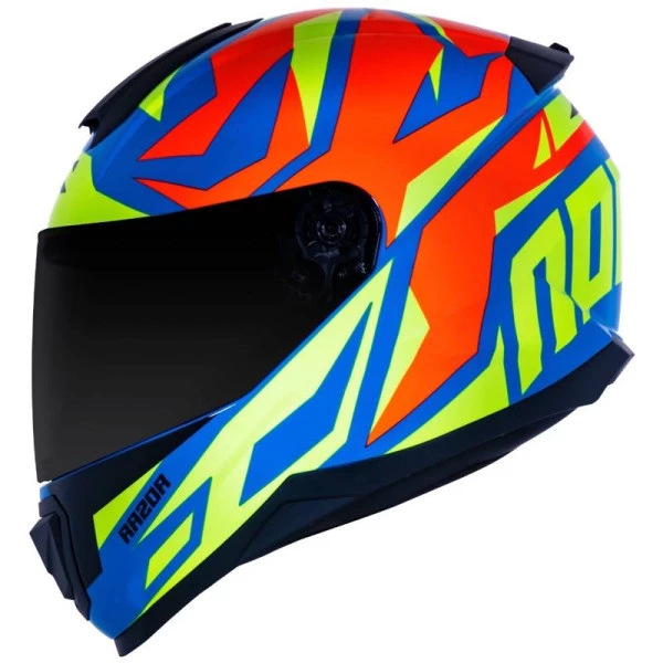 Capacete Norisk Razor Cutting Azul/Amarelo/Vermelho  - Para Moto Masculino e Feminino - Unisex