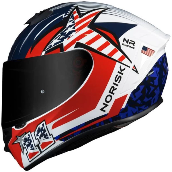 Capacete Norisk Supra Lap USA - Branco/Vermelho  - Para Moto Masculino e Feminino - Unisex