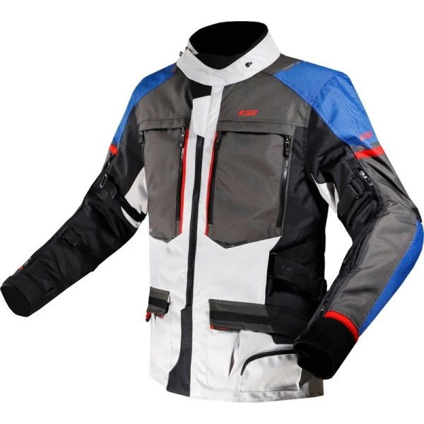 Jaqueta Ls2 Norway Cinza/Azul - Masculino - Impermeável - Termico - Motoqueiro - Motociclista 