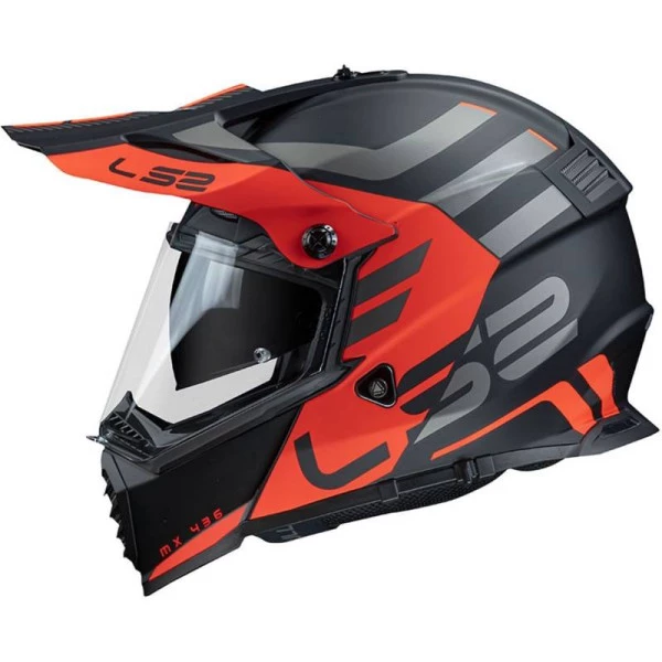 Capacete LS2 MX436 Pioneer Evo Adventurer - Preto/Laranja 56/S