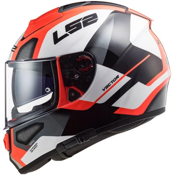 Capacete LS2 Vector FF397 Evo Automat - Branco/Preto/Laranja  - Masculino - Feminino - Óculos interno - Tri-composto