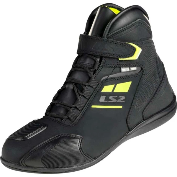 Bota LS2 Garra WP Preto/Amarelo Fluor (100% Impermeável) - Masculino - Motoqueiro - Motociclista