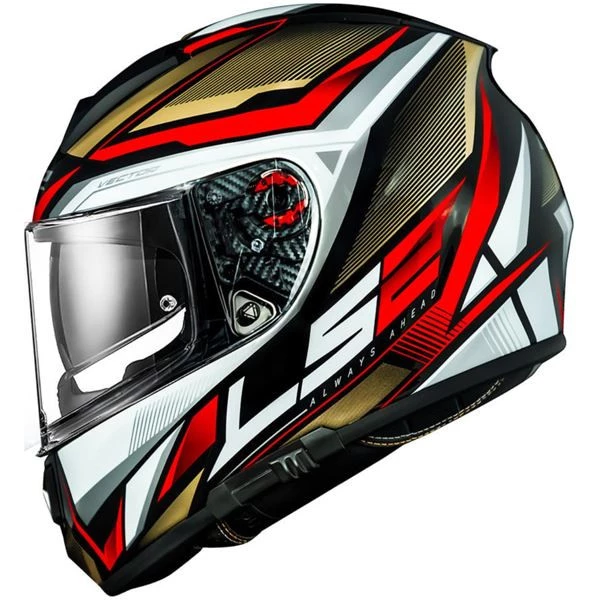 Capacete LS2 Vector FF397 Evo Rider - Prata/Dourado/Vermelho - Masculino - Feminino - Óculos interno - Tri-composto