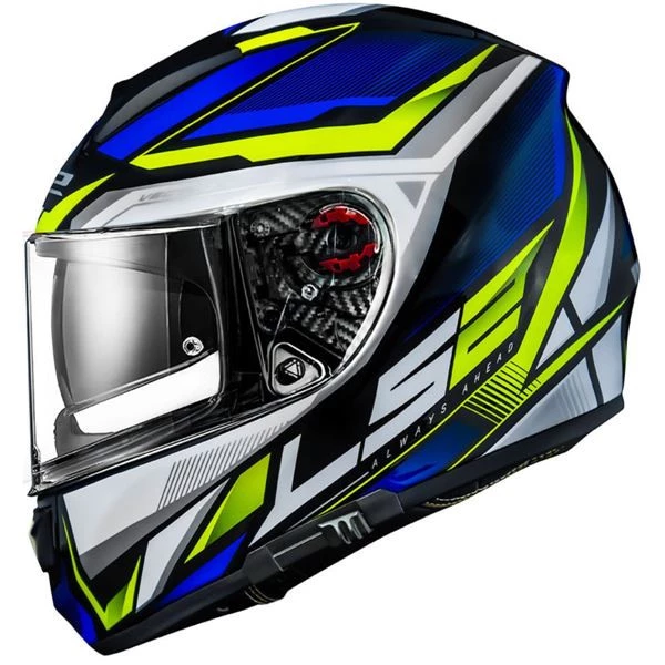 Capacete LS2 Vector FF397 Evo Rider - Azul/Prata/Amarelo Fluor - Masculino - Feminino - Óculos interno - Tri-Composto