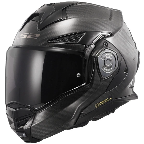 Capacete LS2 FF901 Advant X Carbon Solid - (Articulado) - Motoqueiro - Motociclista - Masculino - Feminino - Carbono - Óculos Interno