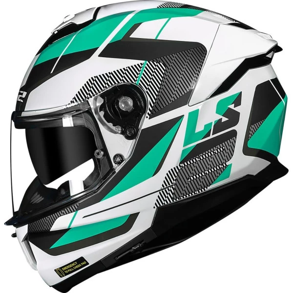 Capacete Ls2 Stream 2 FF808 Road - Branco/Verde - Masculino - Feminino - Óculos Interno - Para Motoqueiro 