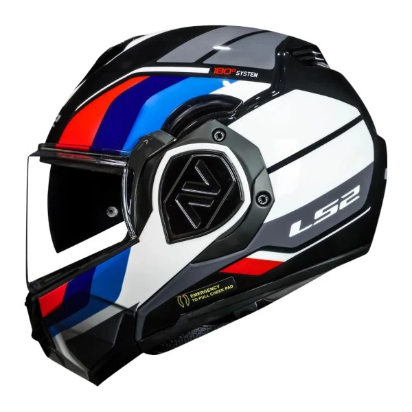 Capacete LS2 Advant FF906 Sport - Preto/Azul/Branco/Vermelho (Articulado) 