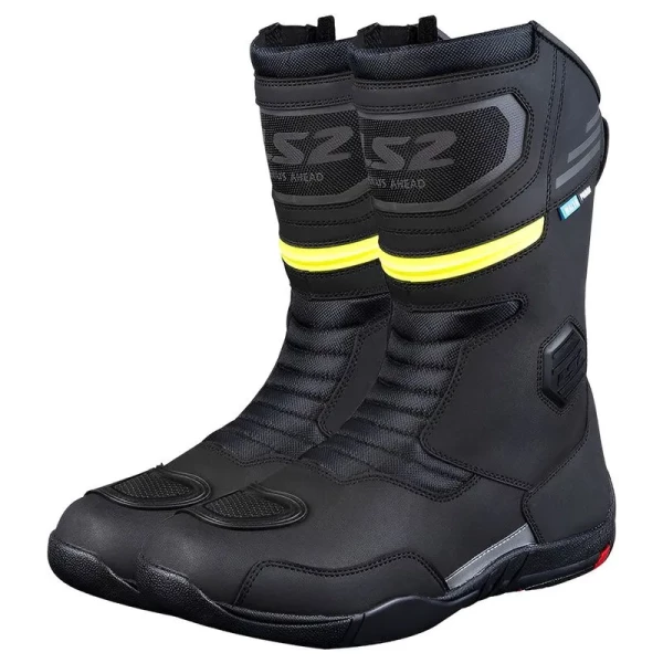 Bota Ls2 Goby Man - Preto/Amarelo Fluor - Impermeável - Masculino - Motociclista - Motoqueiro - Refletivo