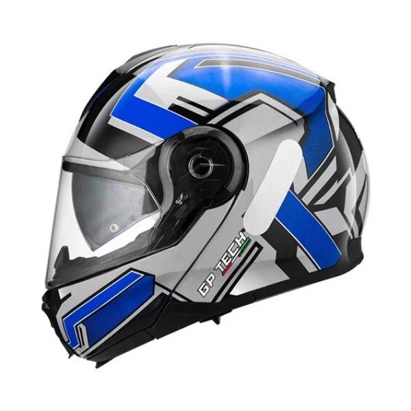 Capacete Gp Tech A118 SV Fusion - Preto/Azul - Articulado - Óculos Interno - Masculino - Feminino 