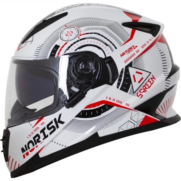 Capacete Norisk FF302 Screen - Branco/Preto/Vermelho 