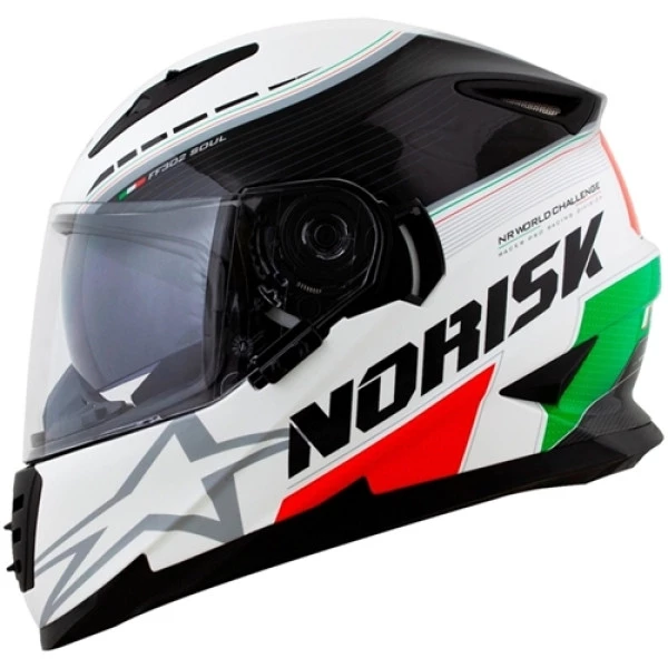 Capacete Norisk FF302 Grand Prix Italy - Preto/Branco Brilho