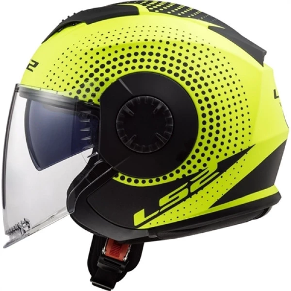 Capacete LS2 Verso OF570 Spin - Amarelo/Preto - Masculino - Feminino - Óculos interno - Aberto - Moto boy