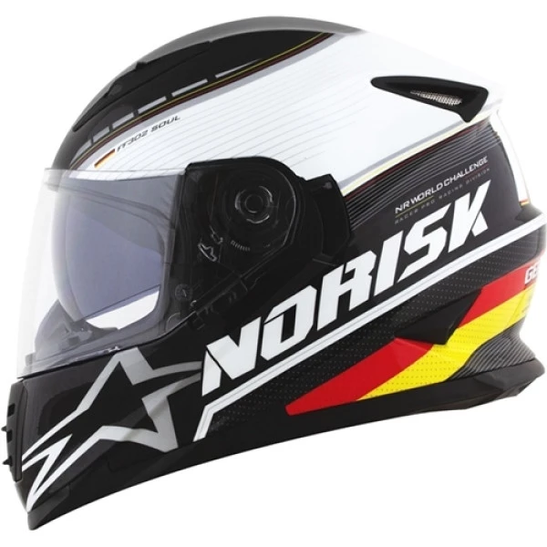 Capacete Norisk FF302 Grand Prix Alemanha - Branco/Preto/Vermelho/Amarelo 