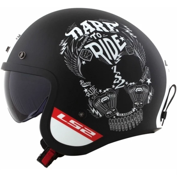 Capacete LS2 OF599 Spitfire Inky - Preto/Branco Fosco  - Masculino - Feminino - Óculos Interno - harley 