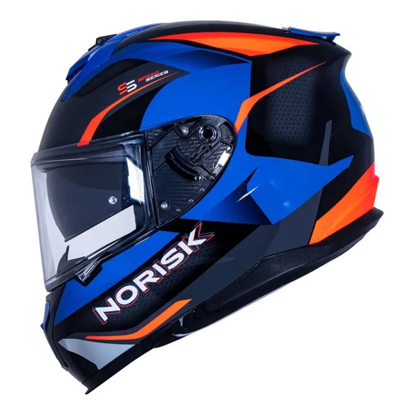 Capacete Norisk Strada Drive Com Óculos Interno - Azul/Laranja/Verde 58  - Para Moto Masculino e Feminino - Unisex