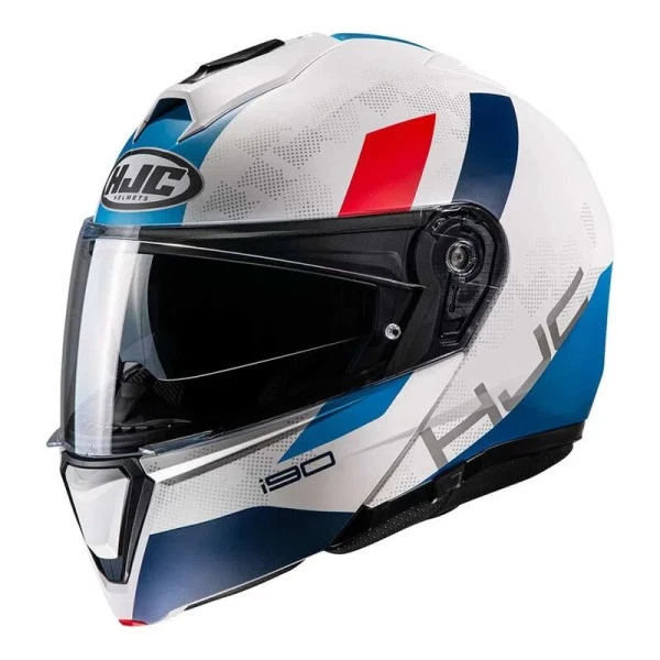 Capacete HJC I90 Syrex Articulado - Branco/Azul/Vermelho  - Masculino - Feminino - Articulado - Óculos interno 
