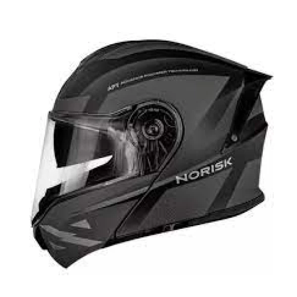 Capacete Norisk Motion Defender FF345 - Articulado - Óculos Interno - Titanium/Preto - Para Moto Masculino e Feminino - Unisex