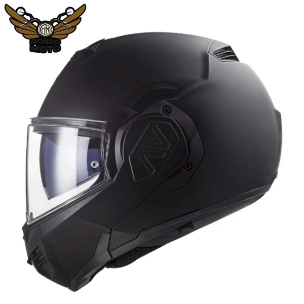 Capacete Ls2 Advant Noir Preto Fosco - (Articulado) Masculino - Feminino - Robocop - Óculos Interno - Bigtrail - Harley Davidson - Motos - Motociclista - Motoqueiro