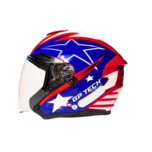 Capacete Gp Tech Aberto OF669 USA Azul/Vermelho Moto