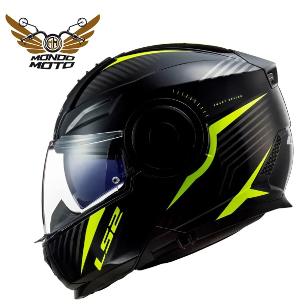 Capacete LS2 Scope FF902 Skid Preto/HI-VIS/Amarelo - Motoqueiro - Longas Viagens 