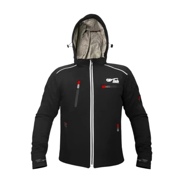 Jaqueta GP Tech Soft Casual Resistente a Agua Preta-Vermelha 