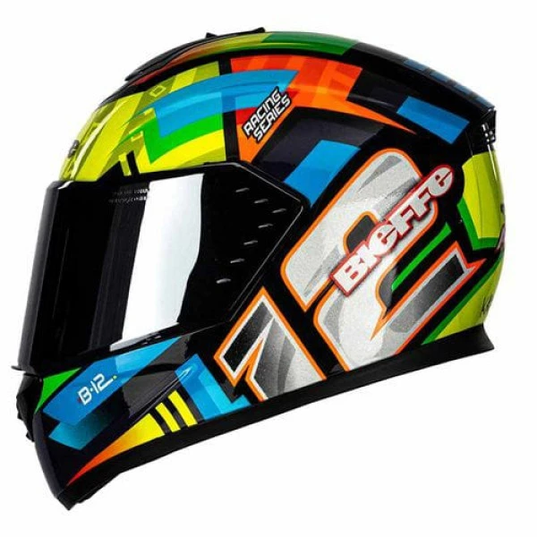 Capacete Bieffe B-12 Aragon - Preto/Colorido  - Masculino - Feminino - Fechado - Integral 