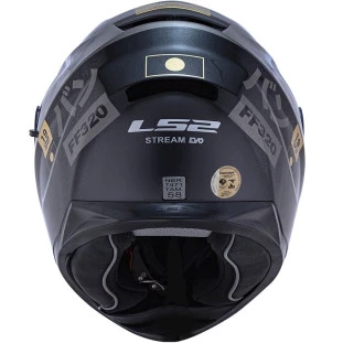 Capacete LS2 FF320 Stream Sukeban - Preto/Cinza/Dourado - Masculino - Feminino - Óculos interno
