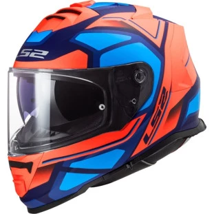  Capacete LS2 Storm FF800 Faster - Laranja Florescente/Azul - Masculino - Feminino - Óculos interno 