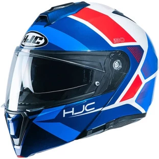 Capacete HJC I90 Hollen - Azul/Vermelho/Branco + Free Intercomunicador - Articulado -  - Masculino - Feminino - Suporte pinlock - Óculos Interno 