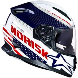 Capacete Norisk FF302 Grand Prix USA - Branco/Azul 