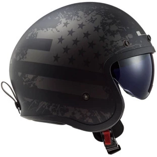 Capacete LS2 Spitfire OF599 Flag - Preto Fosco  - Masculino - Feminino - Óculos Interno - harley 
