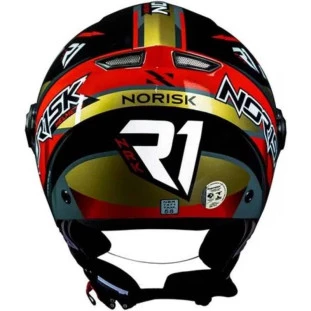 Capacete Norisk Orion R1 (Aberto) - Preto/Vermelho/Dourado 