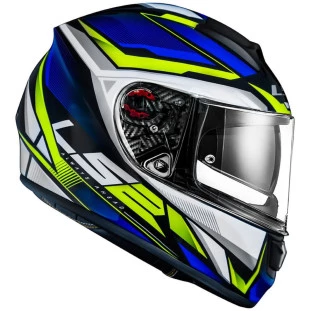 Capacete LS2 Vector FF397 Evo Rider - Azul/Prata/Amarelo Fluor - Masculino - Feminino - Óculos interno - Tri-Composto