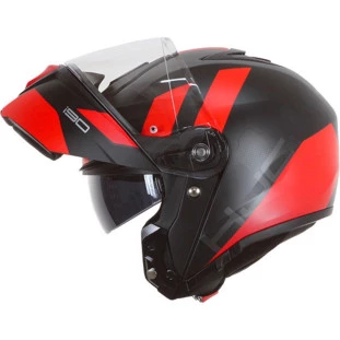 Capacete HJC I90 Syrex Articulado - Preto/Vermelho - Masculino - Feminino - Articulado - Óculos interno 