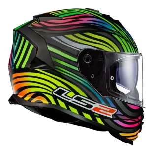 Capacete LS2 Storm FF800 Power Preto Fosco Rainbow 
