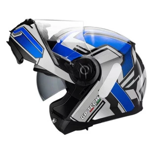 Capacete Gp Tech A118 SV Fusion - Preto/Azul - Articulado - Óculos Interno - Masculino - Feminino 