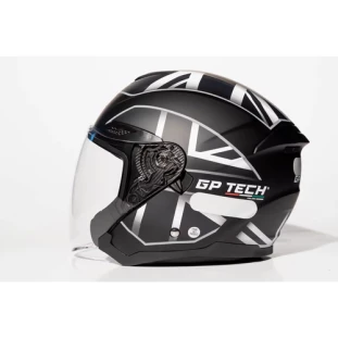 Capacete GP Tech Aberto OF669 UK Fosco Preto Branco 