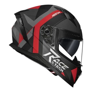Capacete Race Tech Volt Abstrak - Preto fosco/Vermelho (óculos interno) - Feminino - Motociclista - Motoqueiro - Estrada - Viagem