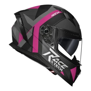 Capacete Race Tech Volt Abstrak - Preto fosco/Rosa - 58/M (óculos interno) - Feminino - Motociclista - Motoqueiro - Estrada - Viagem 
