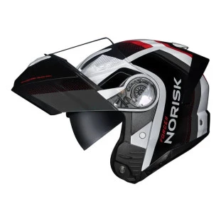 Capacete Norisk Force 2 Articulado Kore - Preto/Branco/Vermelho
