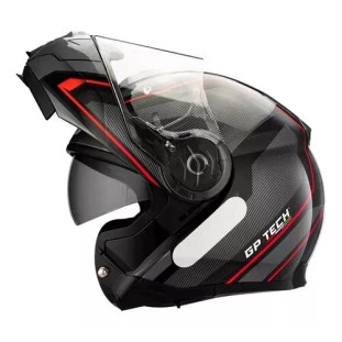 Capacete Gp Tech A118 SV Pulse - Preto/Cinza Fosco - Articulado - Óculos Interno - Masculino - Feminino 