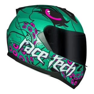 Capacete Race Tech Sector Kraken - Verde/Rosa - Masculino - Feminino - Motoqueiro - Urbano - Motociclista