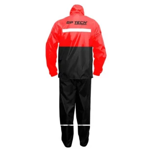 Capa De Chuva Gp tech Siena Nylon Premium Preta/Vermelha - Masculino - Feminino - Impermeável - Motociclista - Motoqueiro - Motoboy