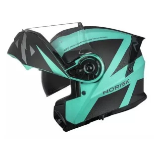 Capacete Norisk Motion Defender FF345 - Articulado - Óculos Interno - Titanium/Azul - Para Moto Masculino e Feminino - Unisex