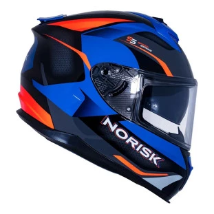 Capacete Norisk Strada Drive Com Óculos Interno - Azul/Laranja/Verde 58  - Para Moto Masculino e Feminino - Unisex