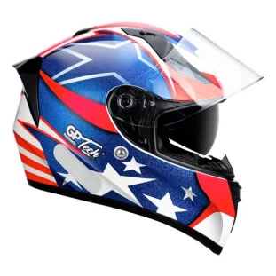 Capacete Gp Tech V128 USA - Azul/Vermelho - Óculos Interno - Masculino - Feminino 